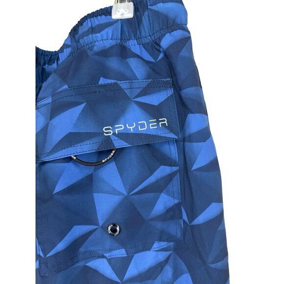 Spyder Swim Trunks XXL Men’s Blue Geometric UV Board Shorts Drawstring Pockets - Picture 5 of 8